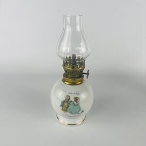 Vintage 1975 Tiny Talk Mini Oil Lamp Genuine Porcelain 7" Japan